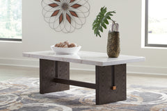 Sectionals for Less - Ashley Furniture - Burkhaus Coffee Table - Rectangular Cocktail Table / White/Dark Brown - T779-1