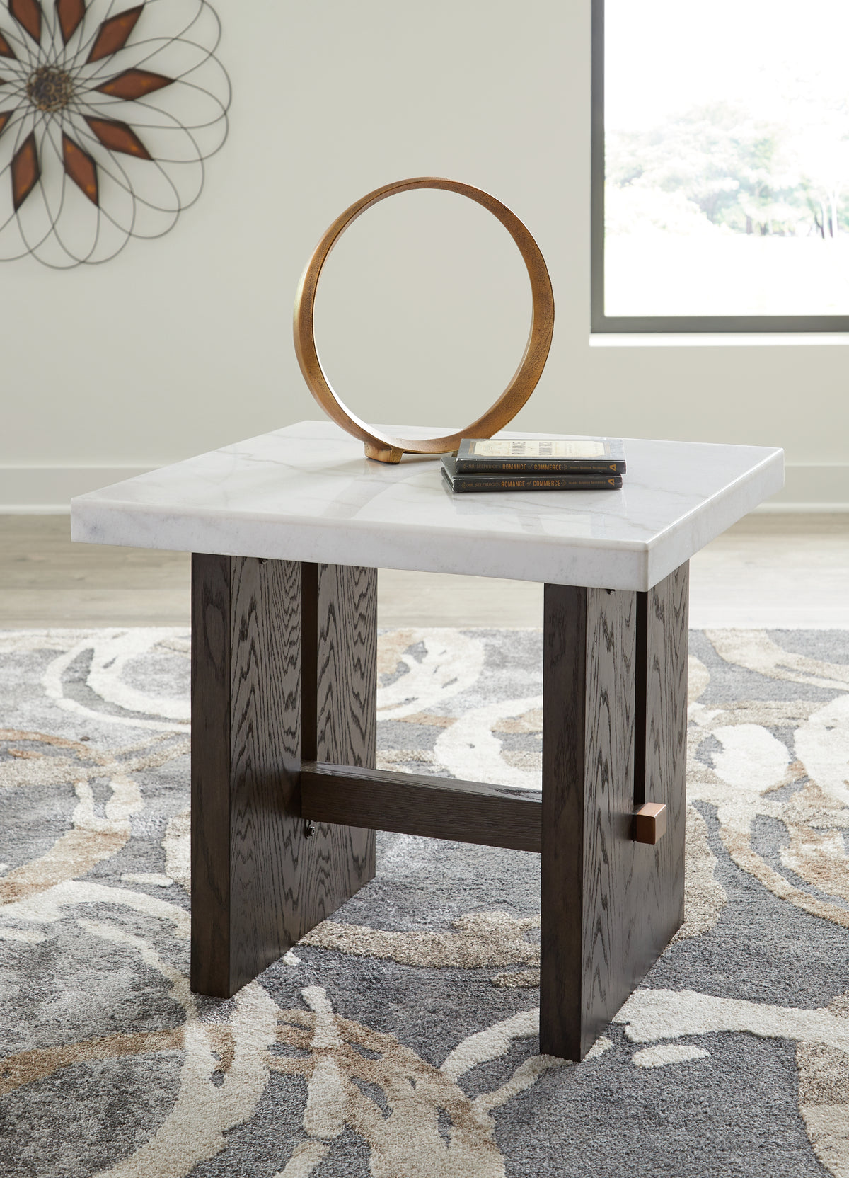 Sectionals for Less - Ashley Furniture - Burkhaus End Table - Rectangular End Table / White/Dark Brown - T779-3