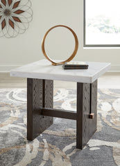 Sectionals for Less - Ashley Furniture - Burkhaus End Table - Rectangular End Table / White/Dark Brown - T779-3