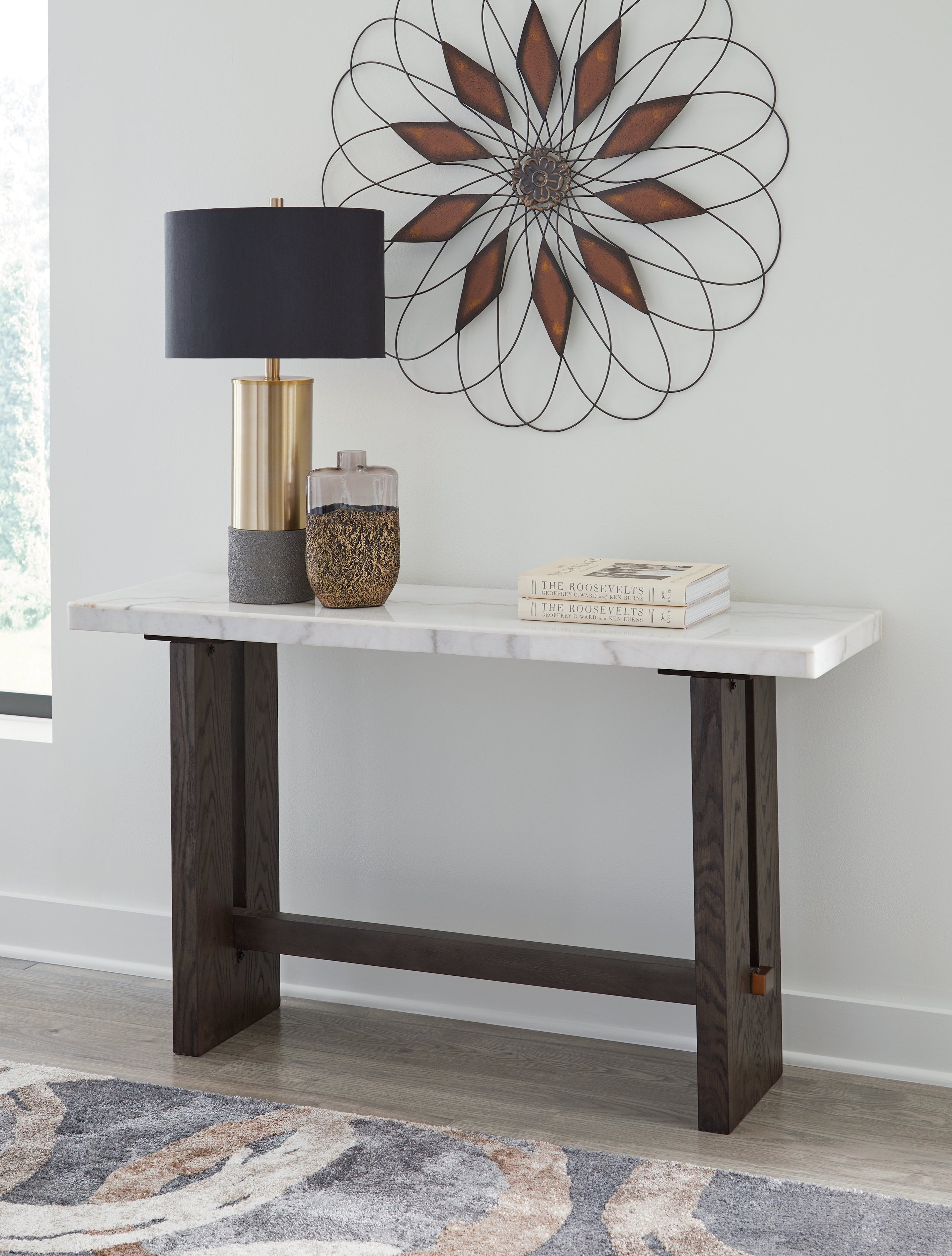 Sectionals for Less - Ashley Furniture - Burkhaus Sofa Table - Sofa Table / White/Dark Brown - T779-4
