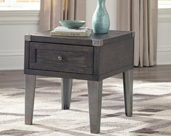 Sectionals for Less - Ashley Furniture - Todoe End Table with USB Ports & Outlets - Rectangular End Table / Dark Gray - T901-3