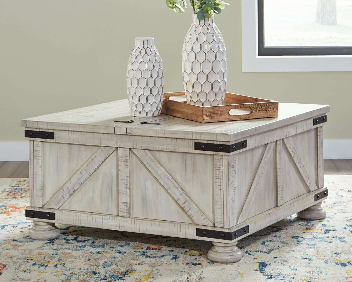 Sectionals for Less - Ashley Furniture - Carynhurst Coffee Table - Cocktail Table with Storage / Whitewash - T929-20