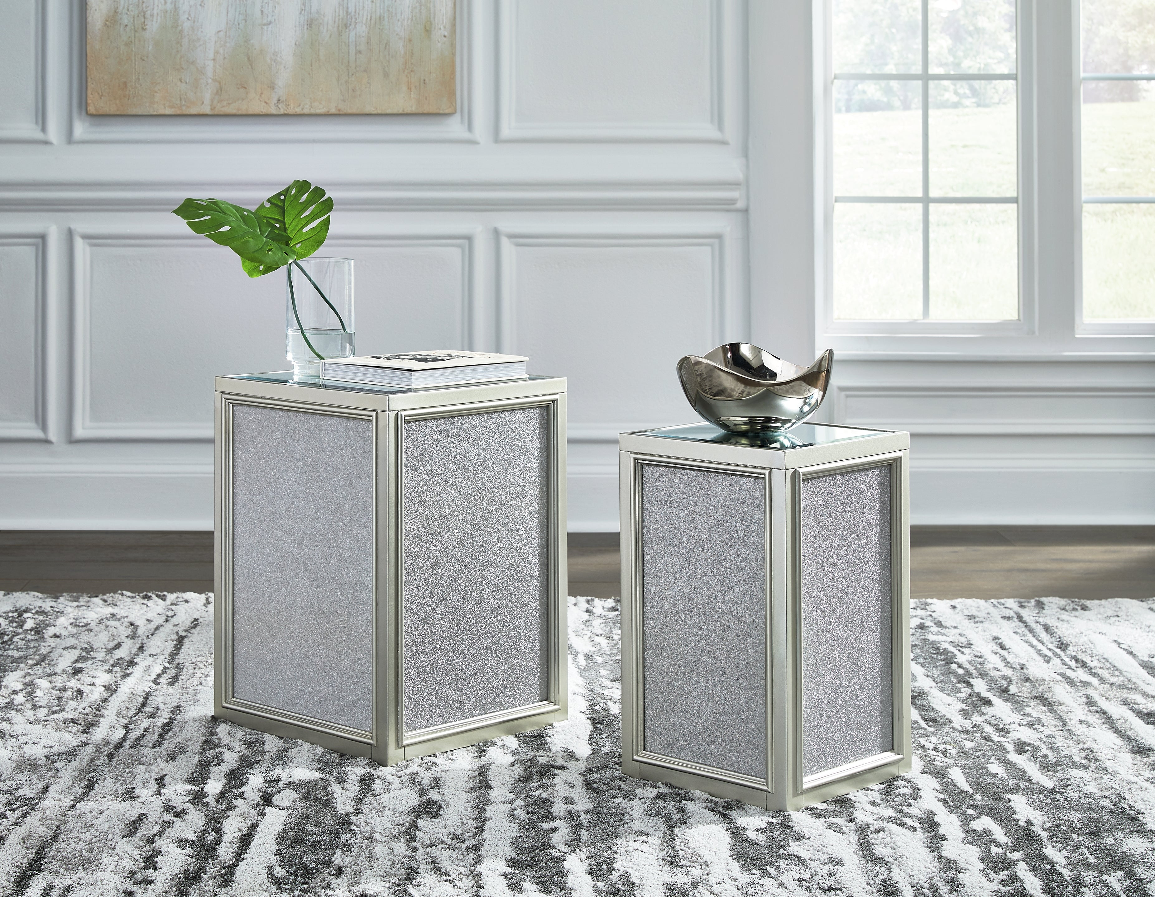 Sectionals for Less - Ashley Furniture - Traleena Nesting End Table (Set of 2) - Nesting End Tables (Set of 2) / Silver Finish - T957-16