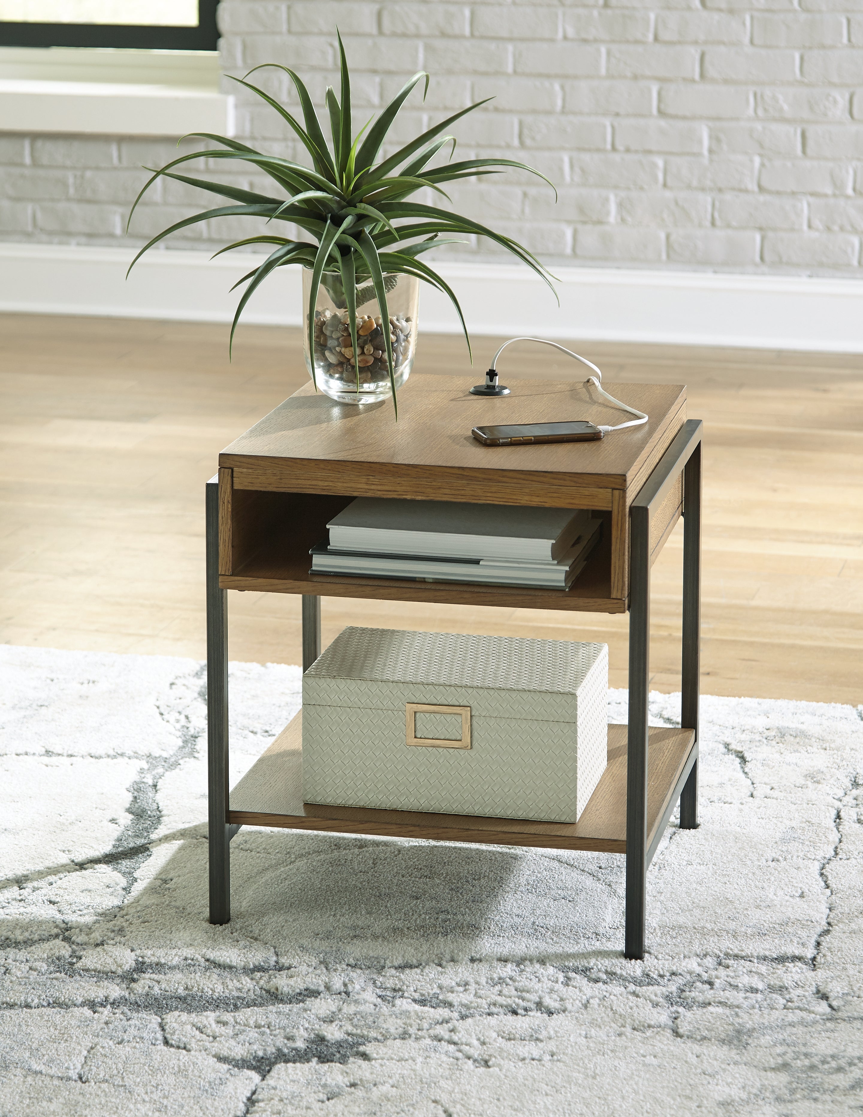 Sectionals for Less - Ashley Furniture - Fridley End Table - Rectangular End Table / Brown/Black - T964-3
