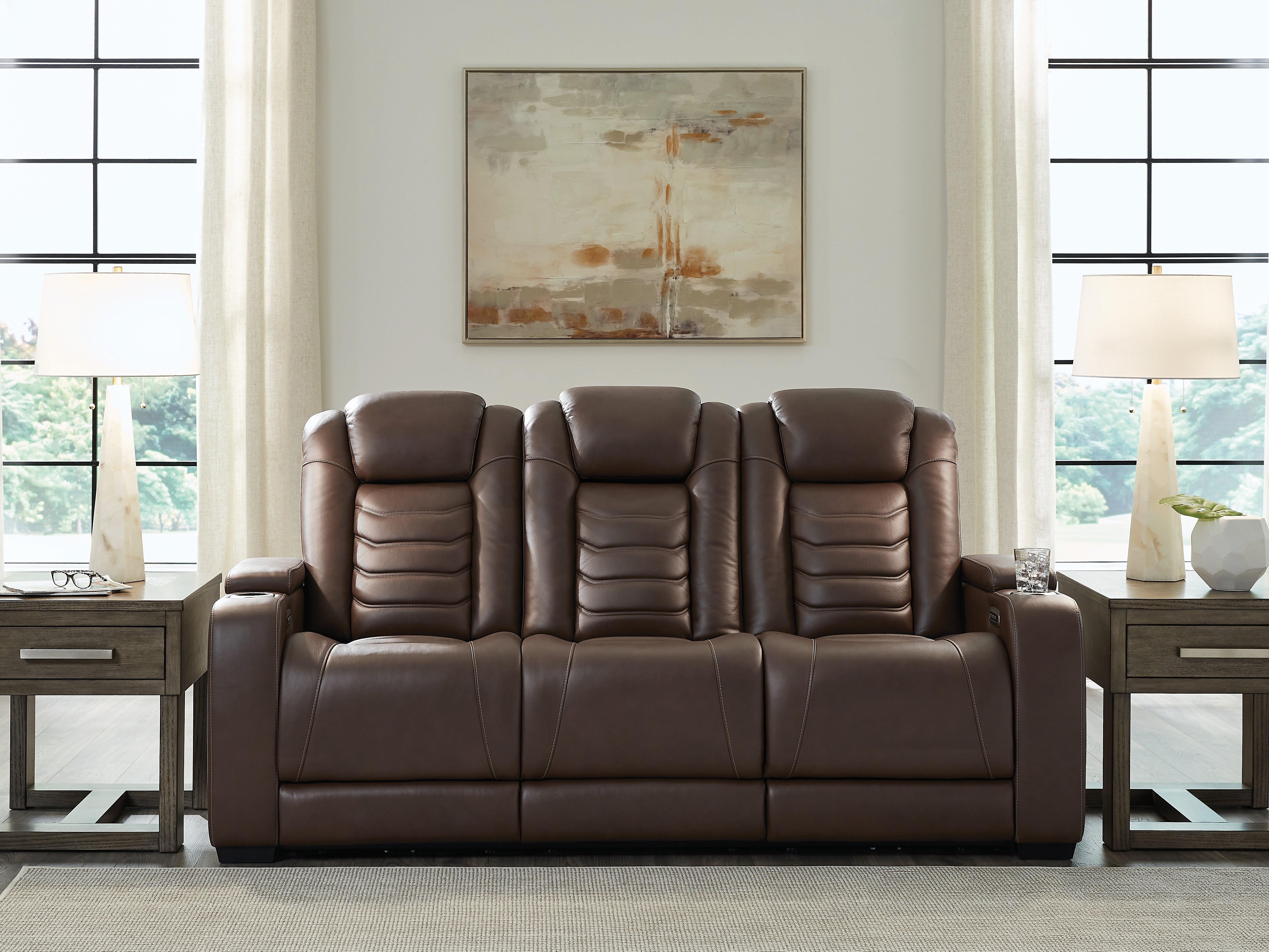 Sectionals for Less - Ashley Furniture - High Impact Living Room - PWR REC Sofa with ADJ Headrest / Tobacco - U1060115