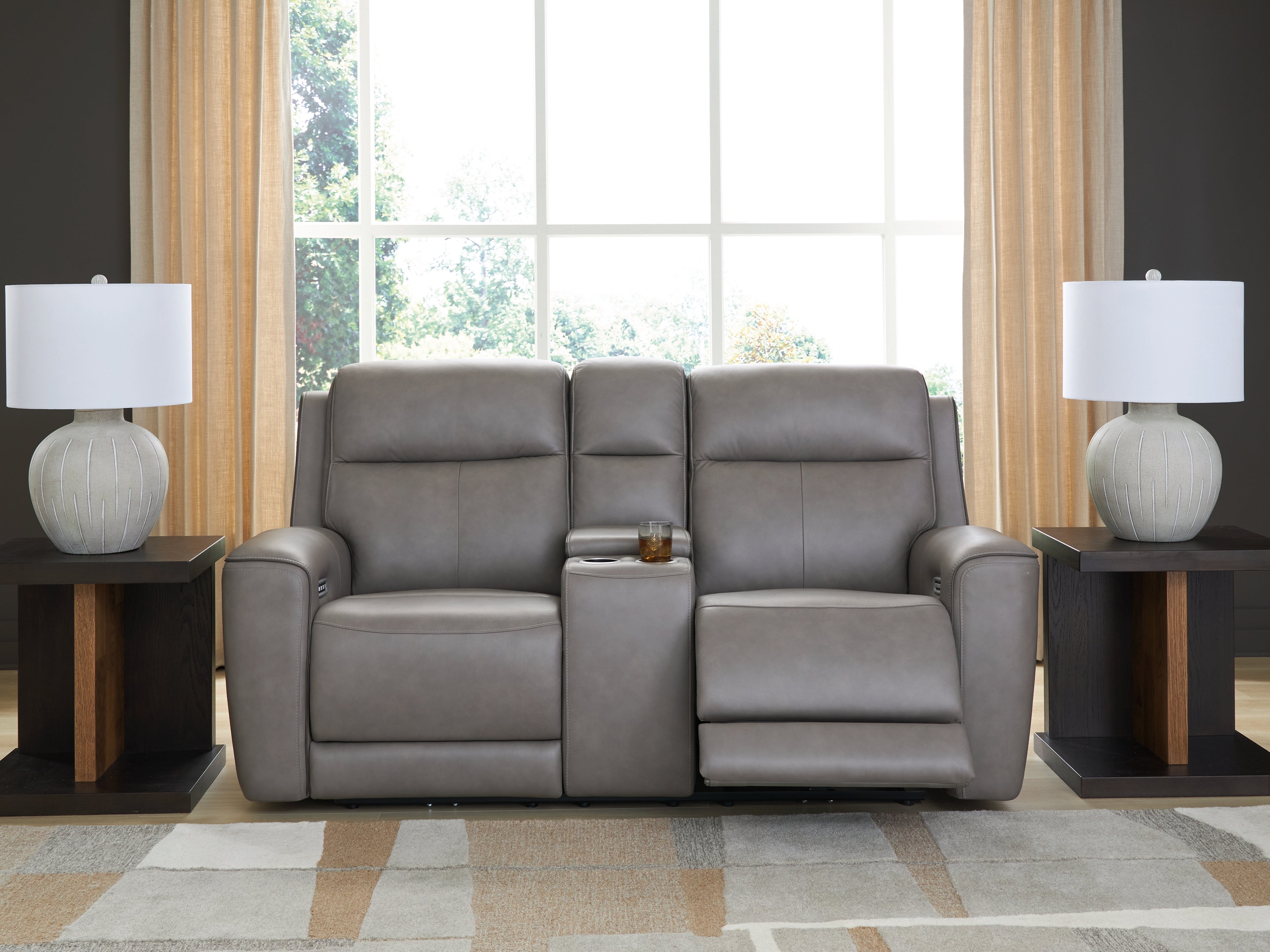 Sectionals for Less - Ashley Furniture - 5Z-Comfort Living Room - PWR REC Loveseat/CON/ADJ HDRST / Onyx - PCU1090218