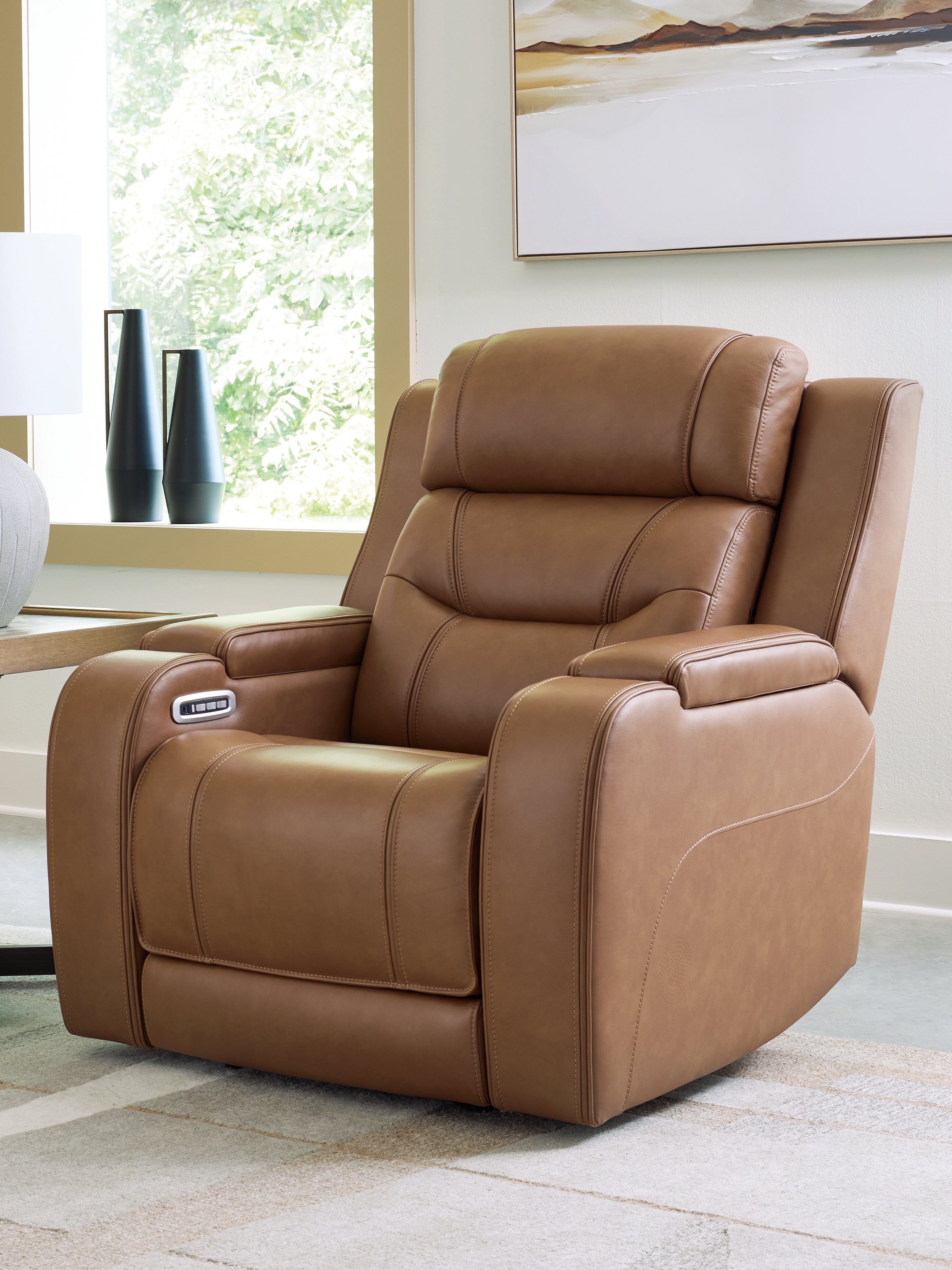 Sectionals for Less - Ashley Furniture - Knightington Living Room - Power Recliner w/Audio Seating / Caramel - PCU1160013A