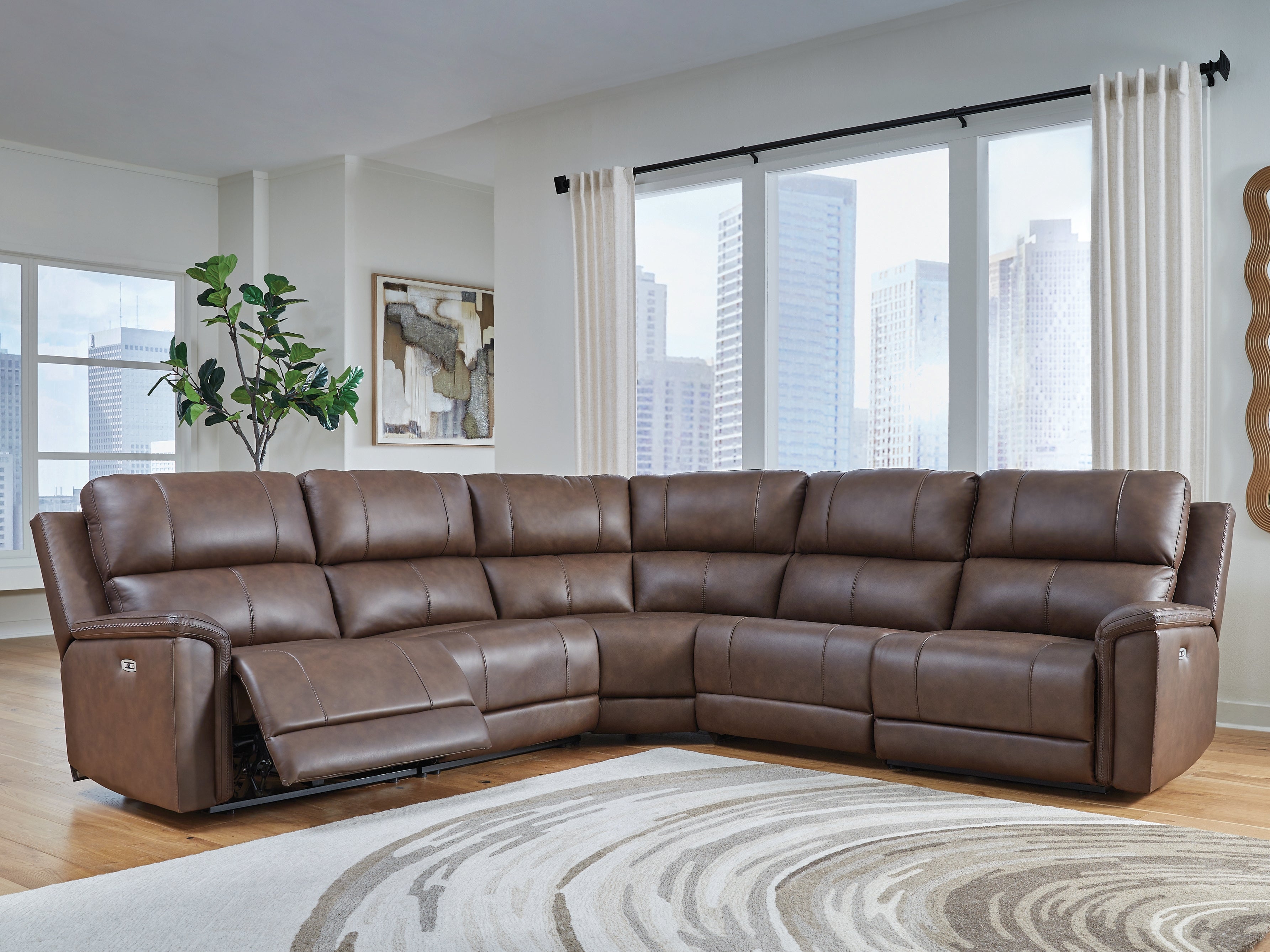 Sectionals for Less - Ashley Furniture - Bleckley Sectional - 5-Piece Power Reclining Sectional / Espresso - PCU12001S4