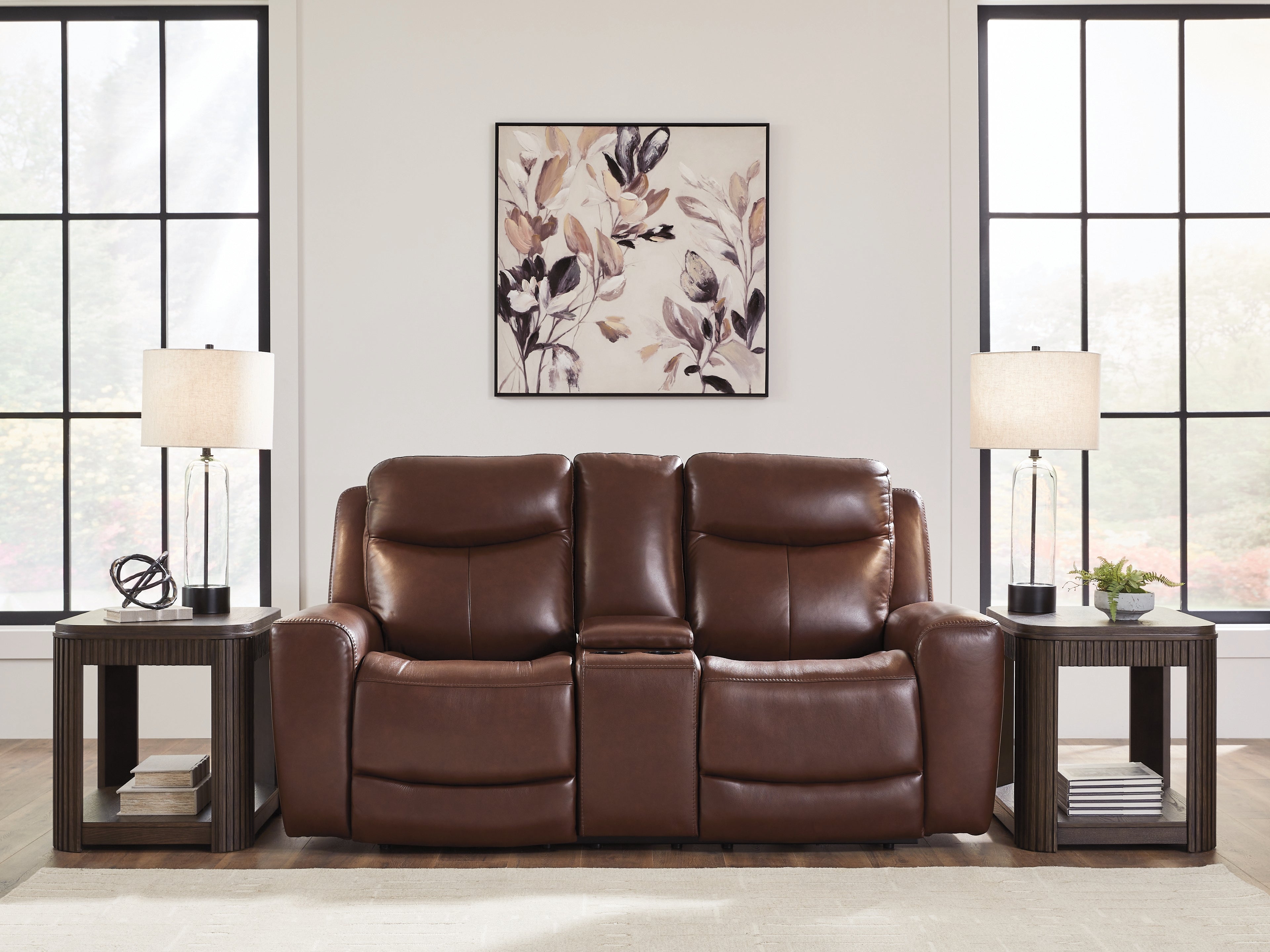 Sectionals for Less - Ashley Furniture - Next Move Living Room - PWR REC Loveseat/CON/ADJ HDRST / Mahogany - PCU1210218