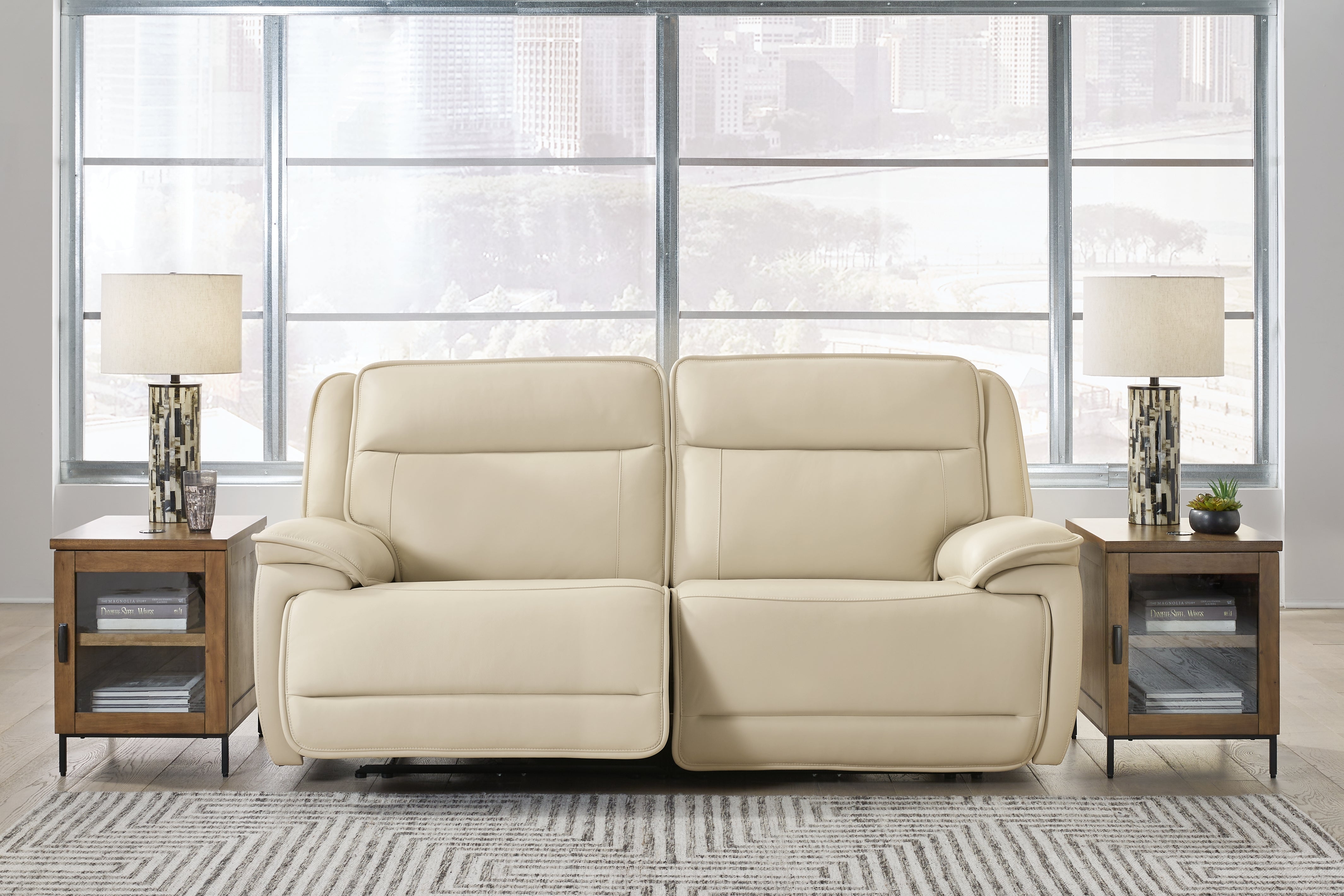 Sectionals for Less - Ashley Furniture - Double Deal Sectional - 2-Piece Power Reclining Loveseat Sectional / Almond - U13001S3