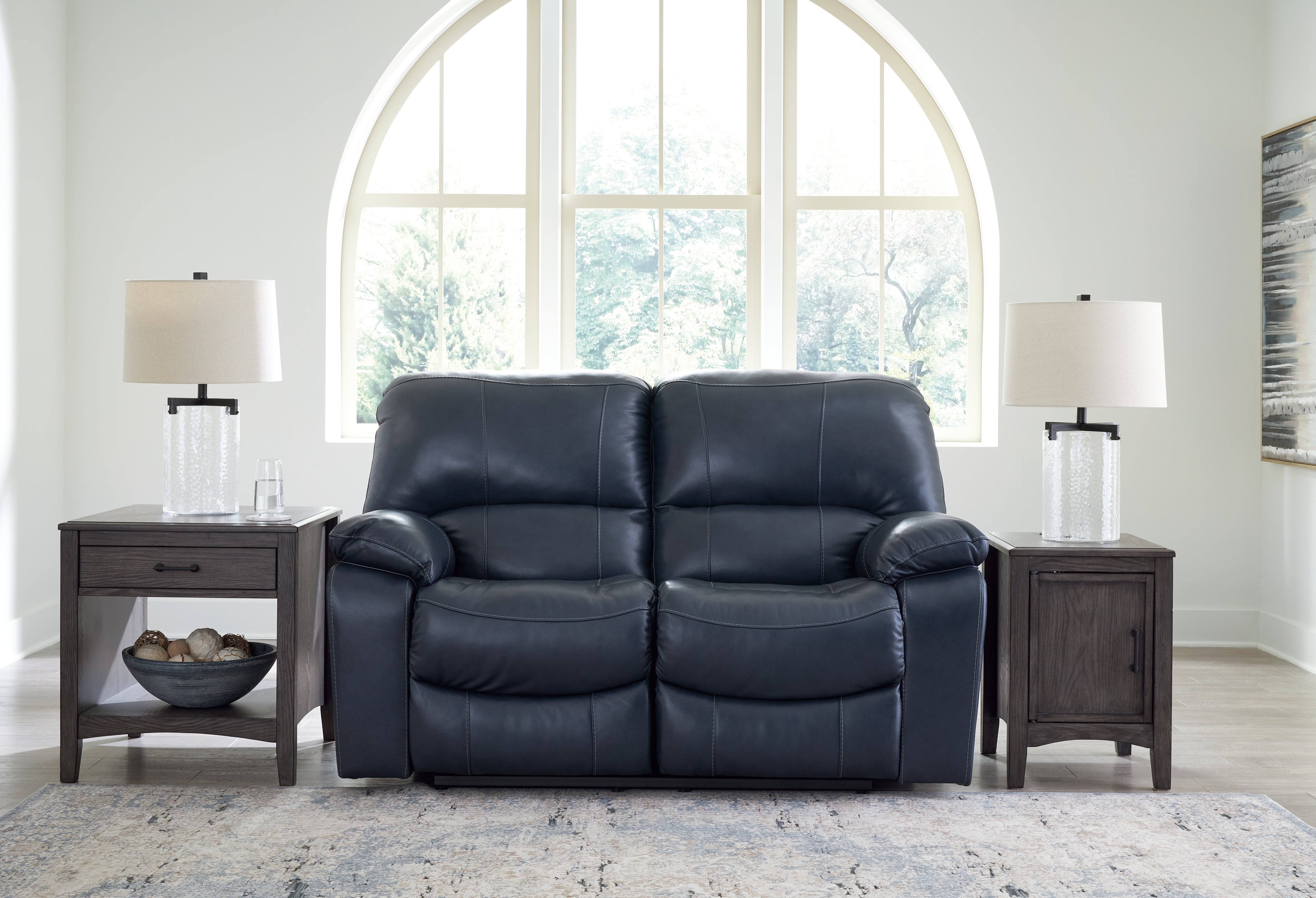 Sectionals for Less - Ashley Furniture - Leesworth Living Room - Reclining Power Loveseat / Ocean - U4380974