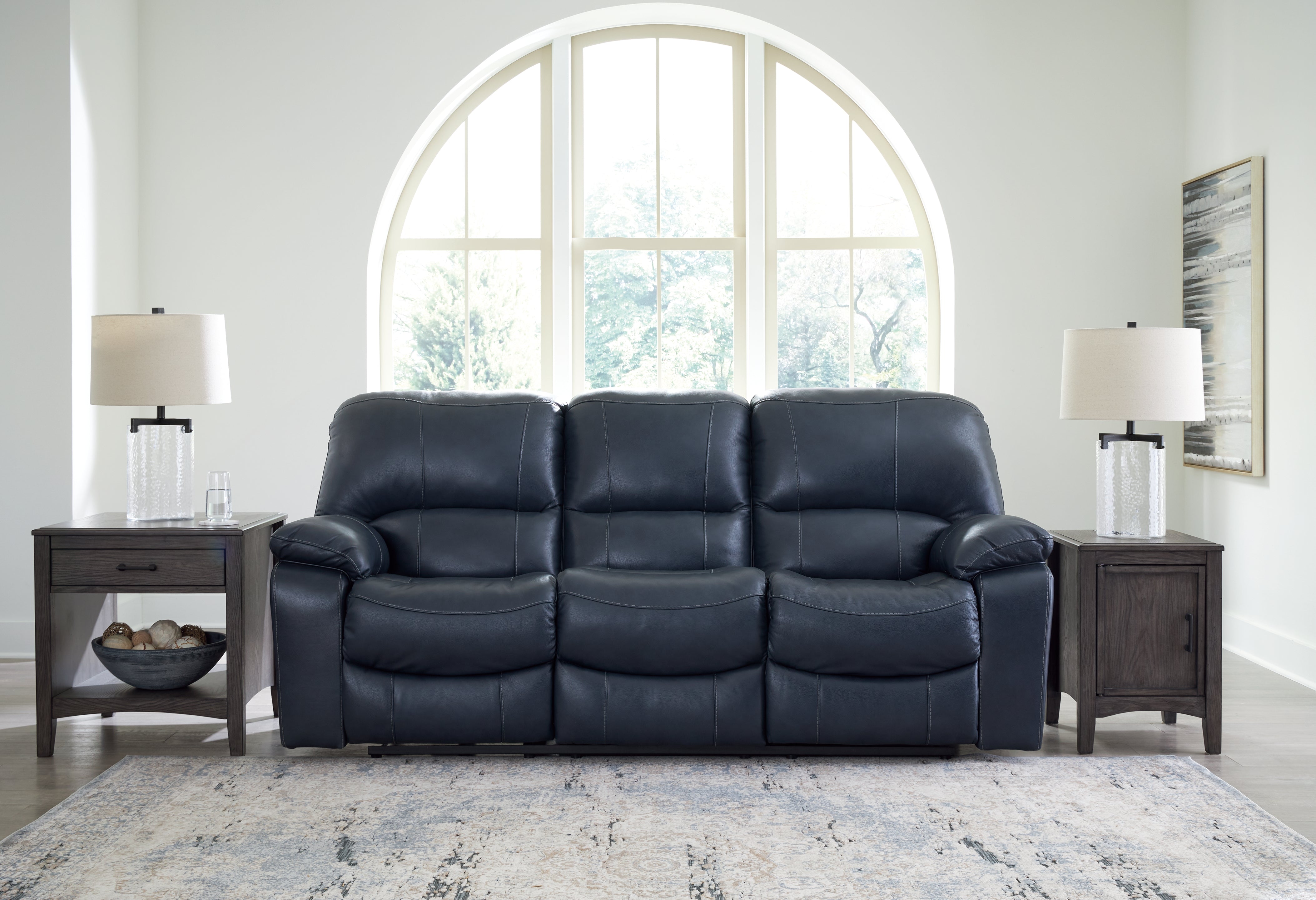 Sectionals for Less - Ashley Furniture - Leesworth Living Room - Reclining Power Sofa / Ocean - U4380987
