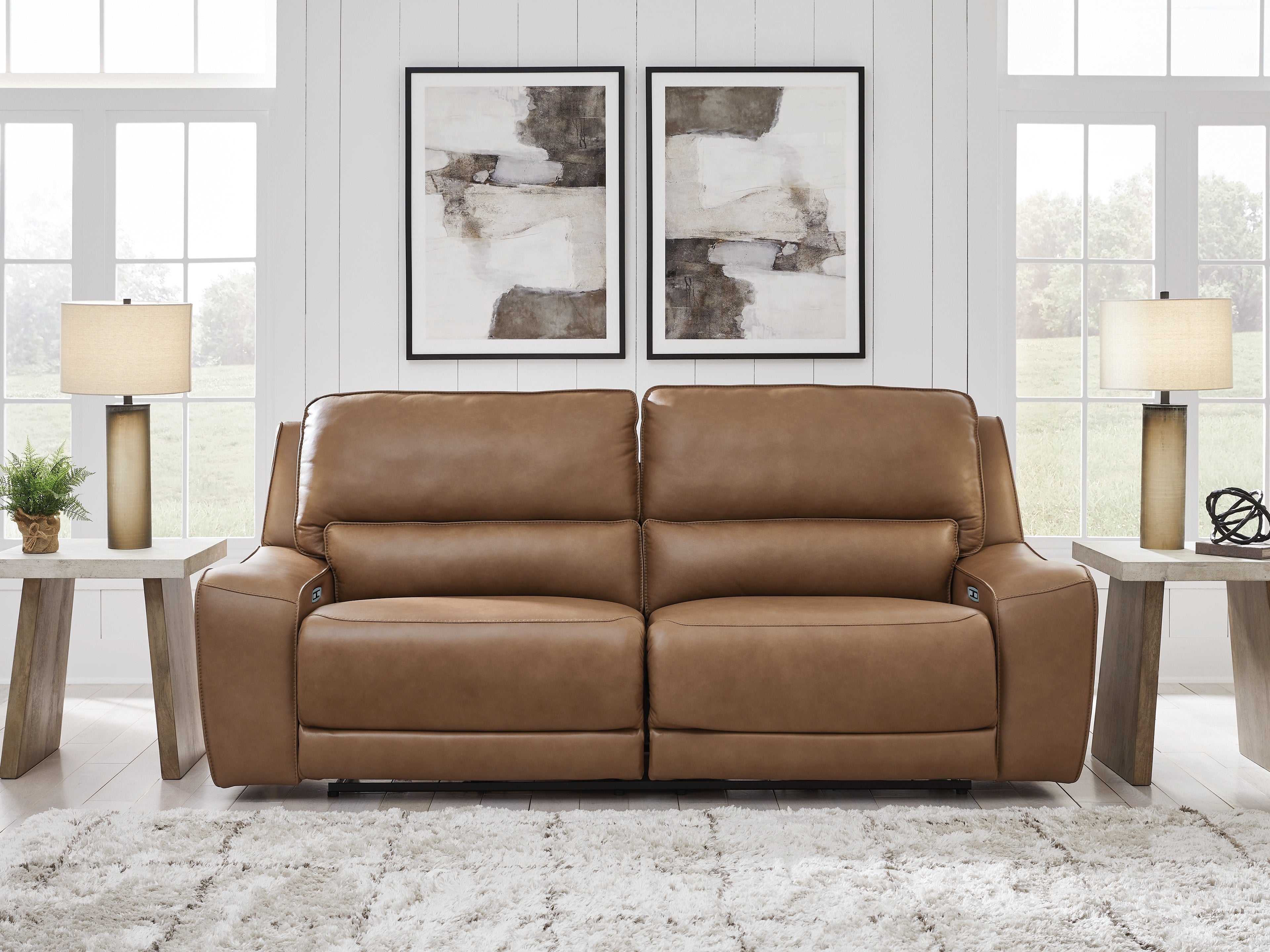Sectionals for Less - Ashley Furniture - DeepWakes Living Room - 2 Seat PWR REC Sofa ADJ HDREST / Caramel - PCU6260647