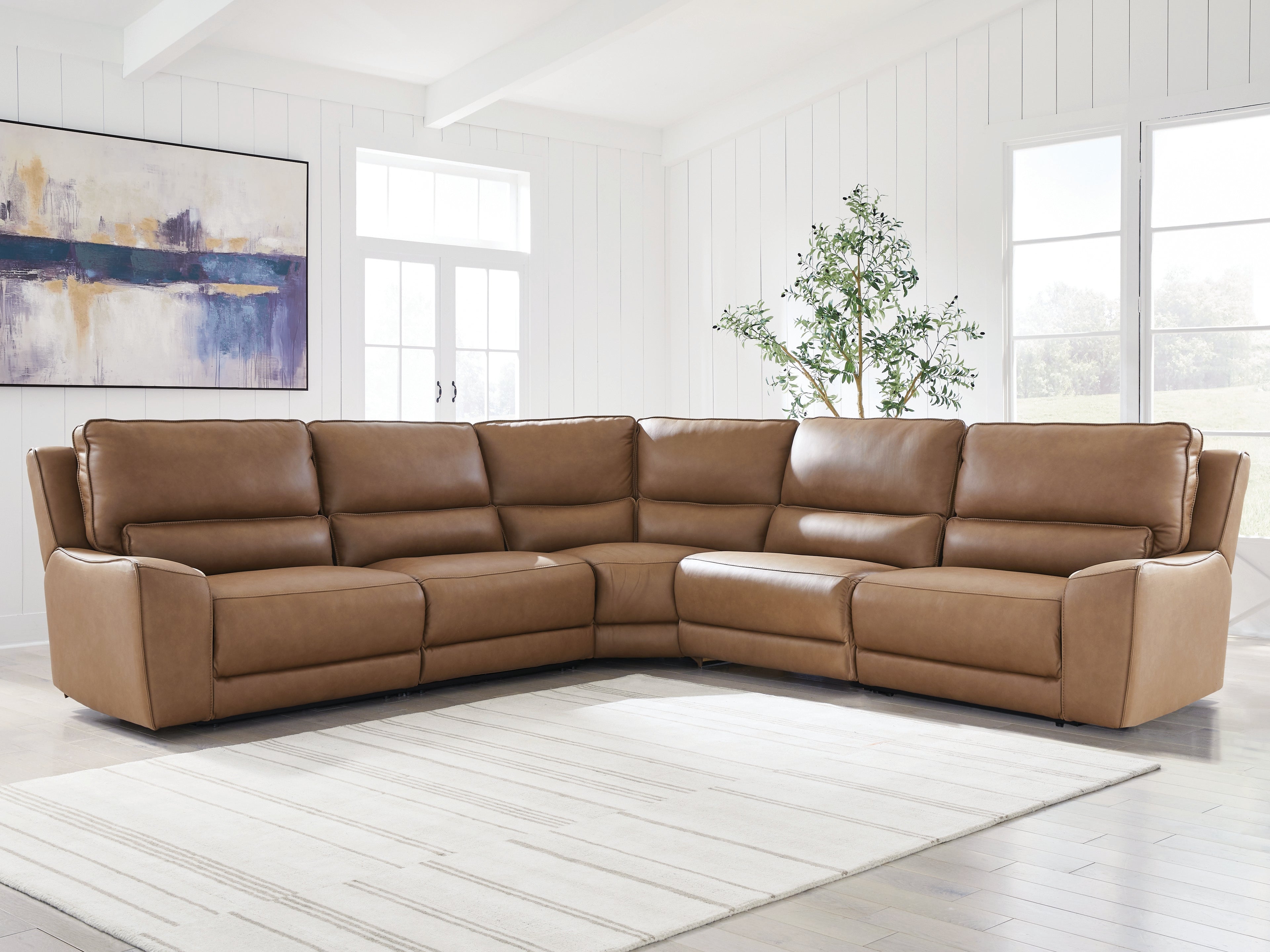 Sectionals for Less - Ashley Furniture - DeepWakes Sectional - 5-Piece Power Reclining Sectional / Caramel - PCU62606S8