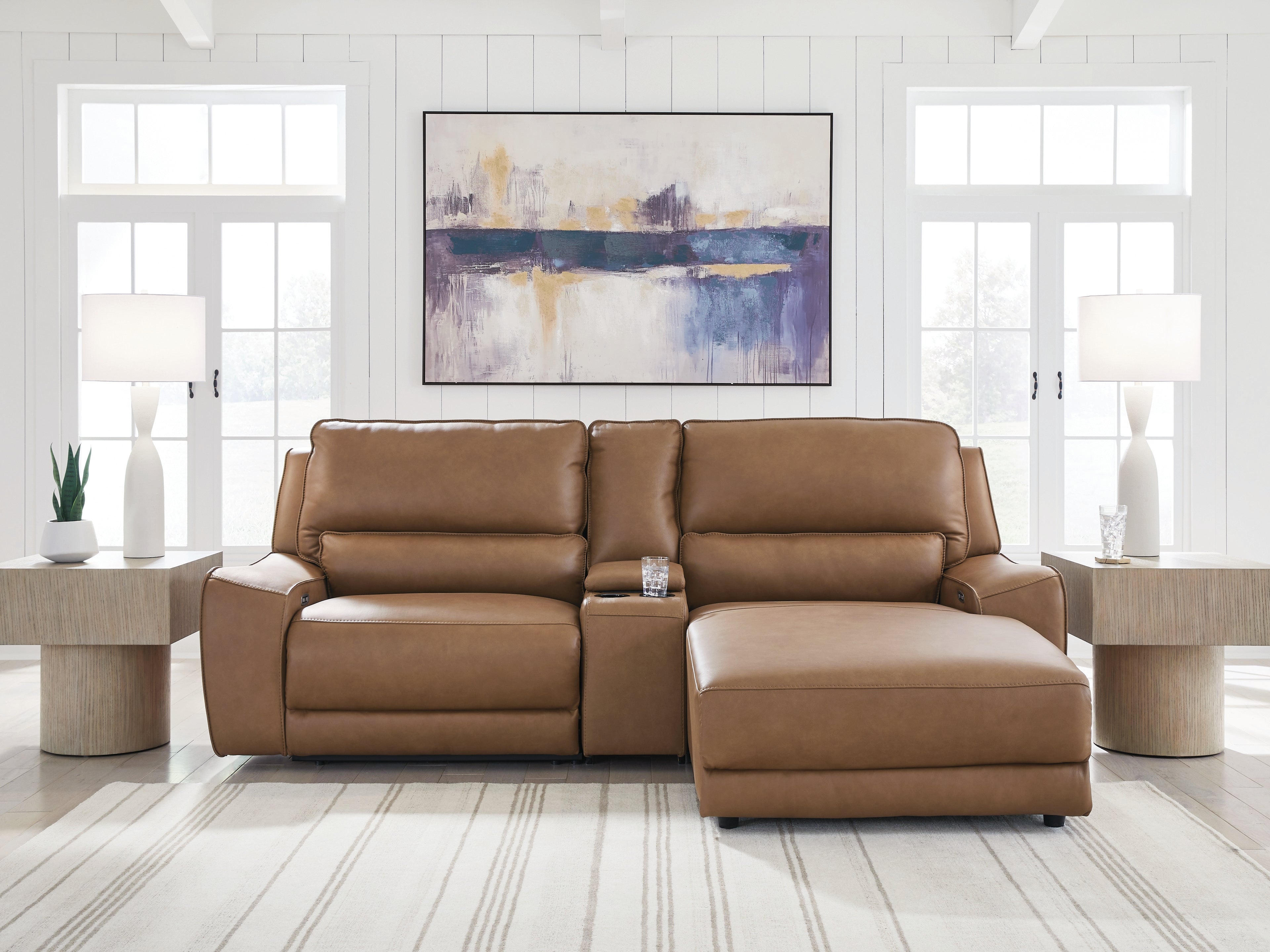 Sectionals for Less - Ashley Furniture - DeepWakes Sectional - 3-Piece Power Reclining Sectional with Chaise / Caramel - PCU62606S4