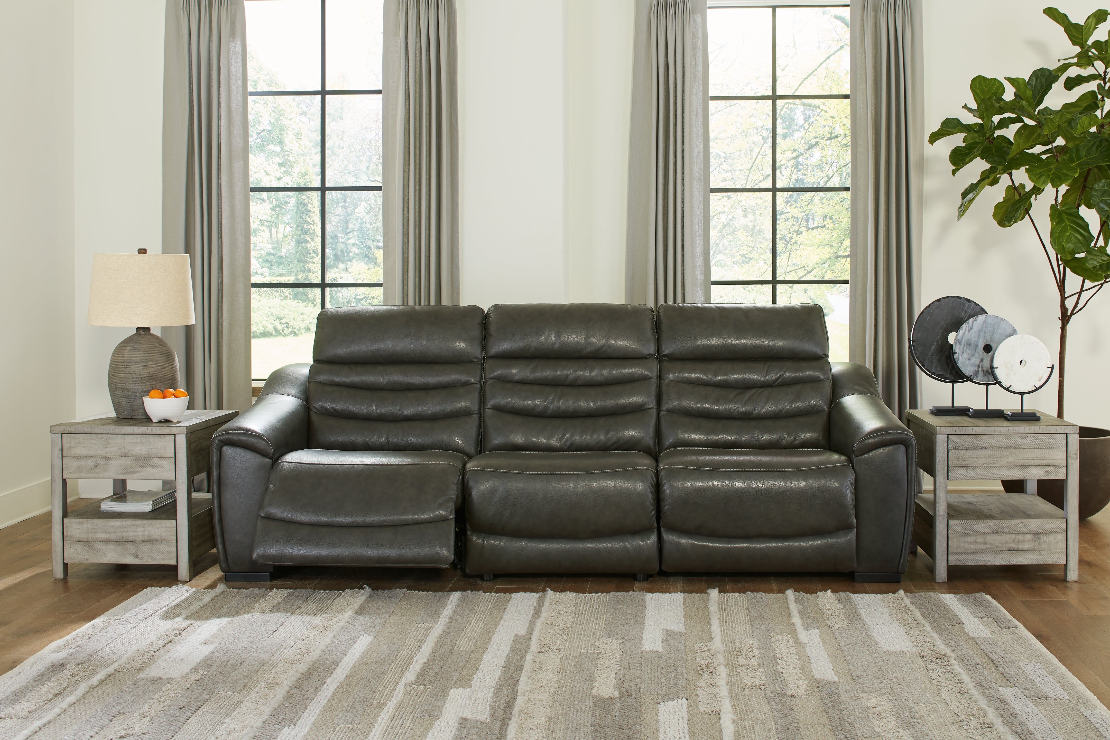 Sectionals for Less - Ashley Furniture - Center Line Sectional - 3-Piece Power Reclining Sectional Sofa / Dark Gray - U63404S5