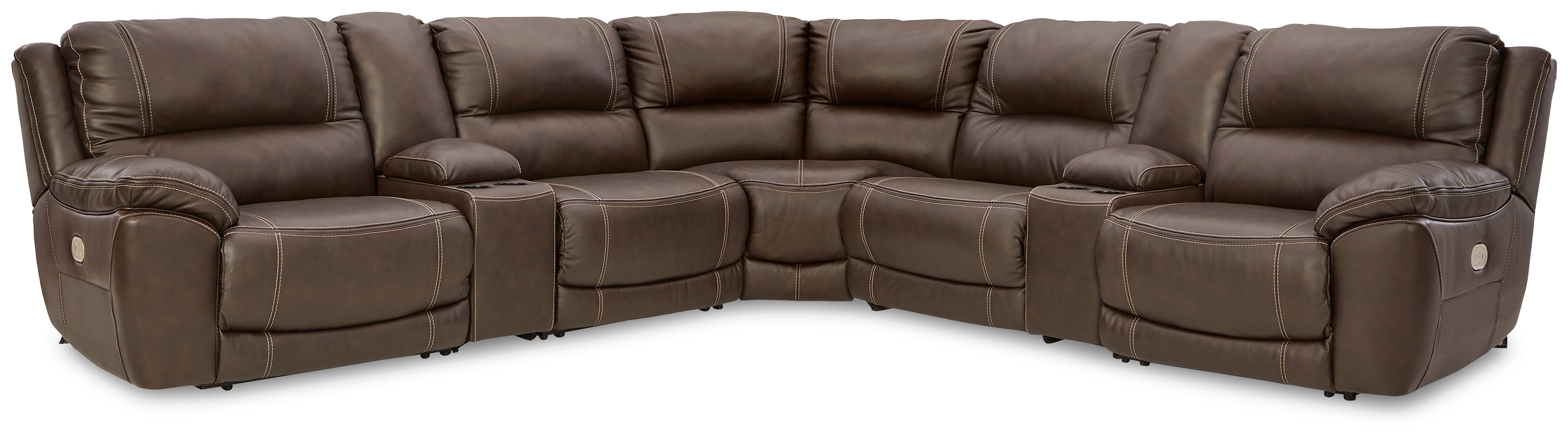 Sectionals for Less - Ashley Furniture - Dunleith Sectional - 7-Piece Power Reclining Sectional / Chocolate - U71604S7