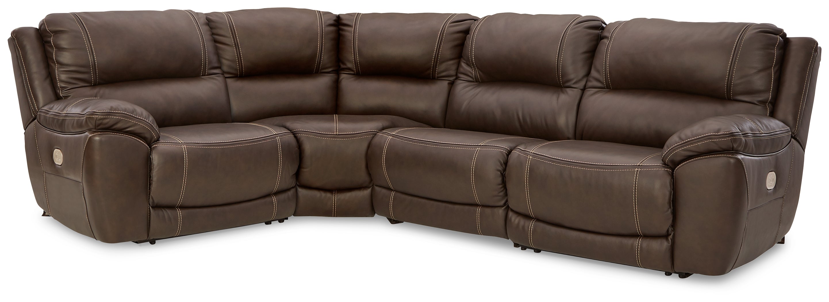 Sectionals for Less - Ashley Furniture - Dunleith Sectional - 4-Piece Power Reclining Sectional / Chocolate - U71604S6