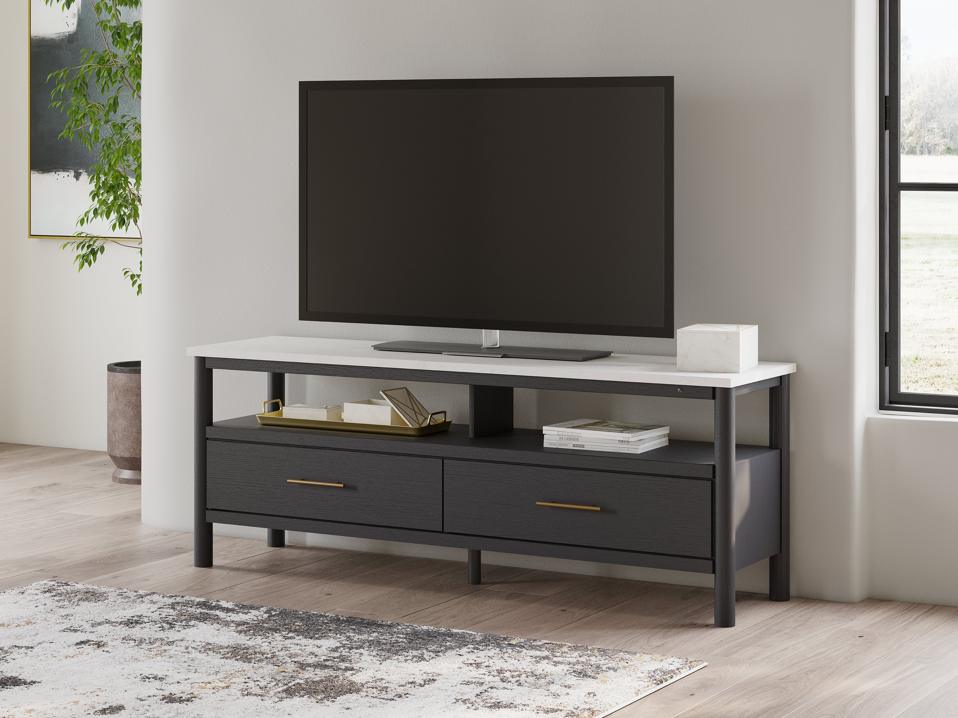 Sectionals for Less - Ashley Furniture - Cadmori TV Stand - 72" / Black/White - W2616-68