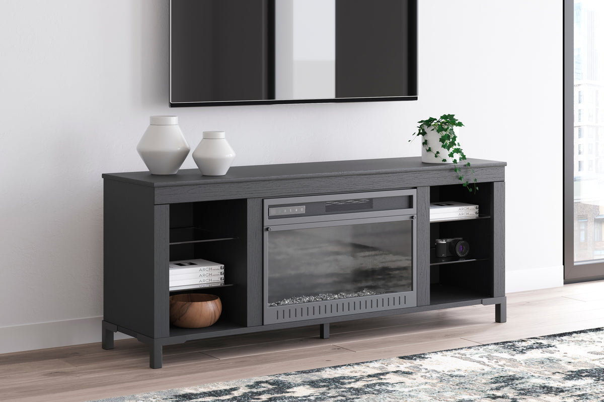Sectionals for Less - Ashley Furniture - Cayberry TV Stand - 60" with Electric Fireplace / Black - W2721-168