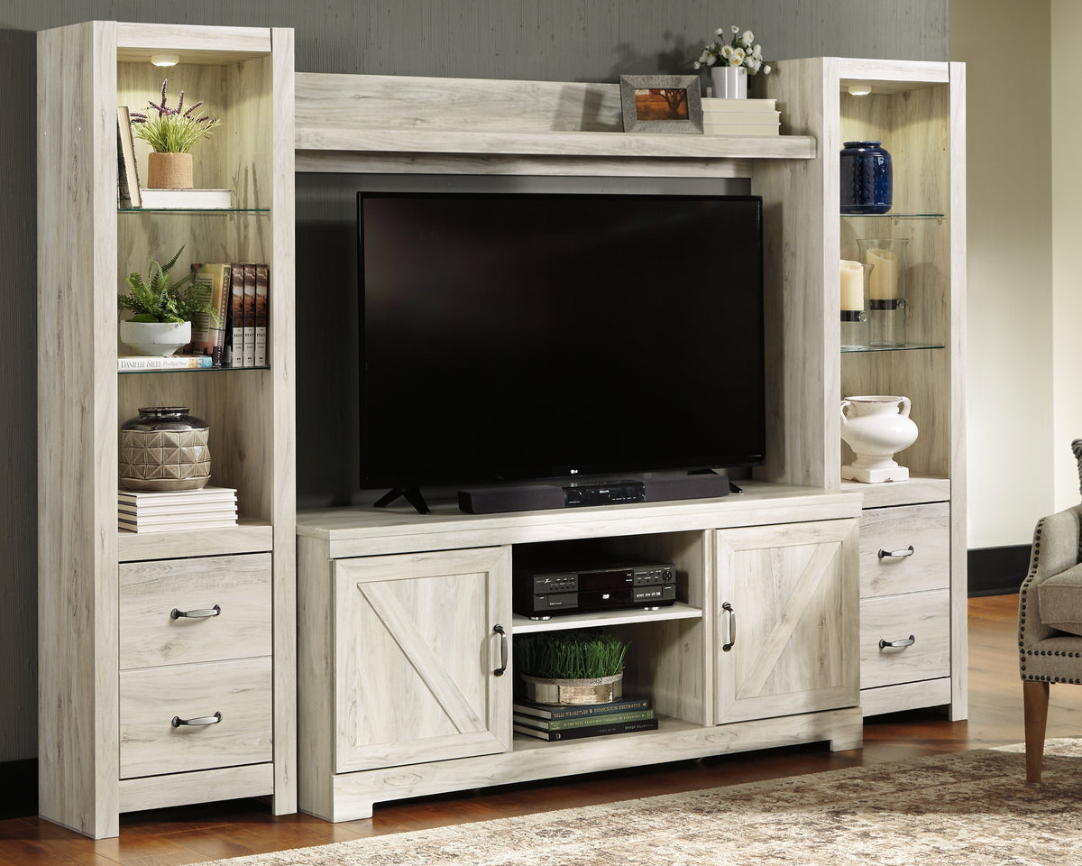 Sectionals for Less - Ashley Furniture - Bellaby Entertainment Center - 4-Piece Entertainment Center / Whitewash - W331W2