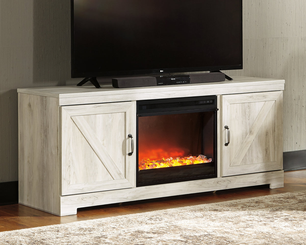 Sectionals for Less - Ashley Furniture - Bellaby 63" TV Stand with Fireplace - 63" TV Stand with Fireplace / Whitewash - W331W4