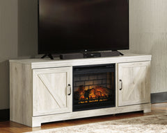 Sectionals for Less - Ashley Furniture - Bellaby 63" TV Stand with Electric Fireplace - 63" TV Stand with Electric Fireplace / Whitewash - W331W9