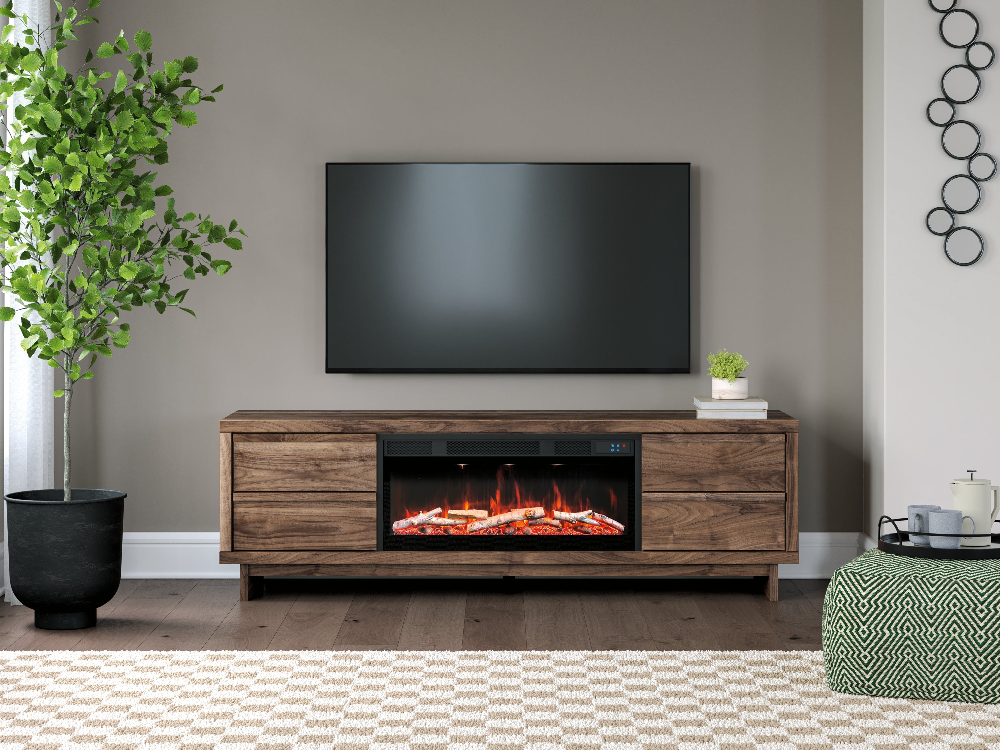 Sectionals for Less - Ashley Furniture - Zadilyn 72" TV Stand with Electric Fireplace - 72" TV Stand with Electric Fireplace / Brown - W3367W1