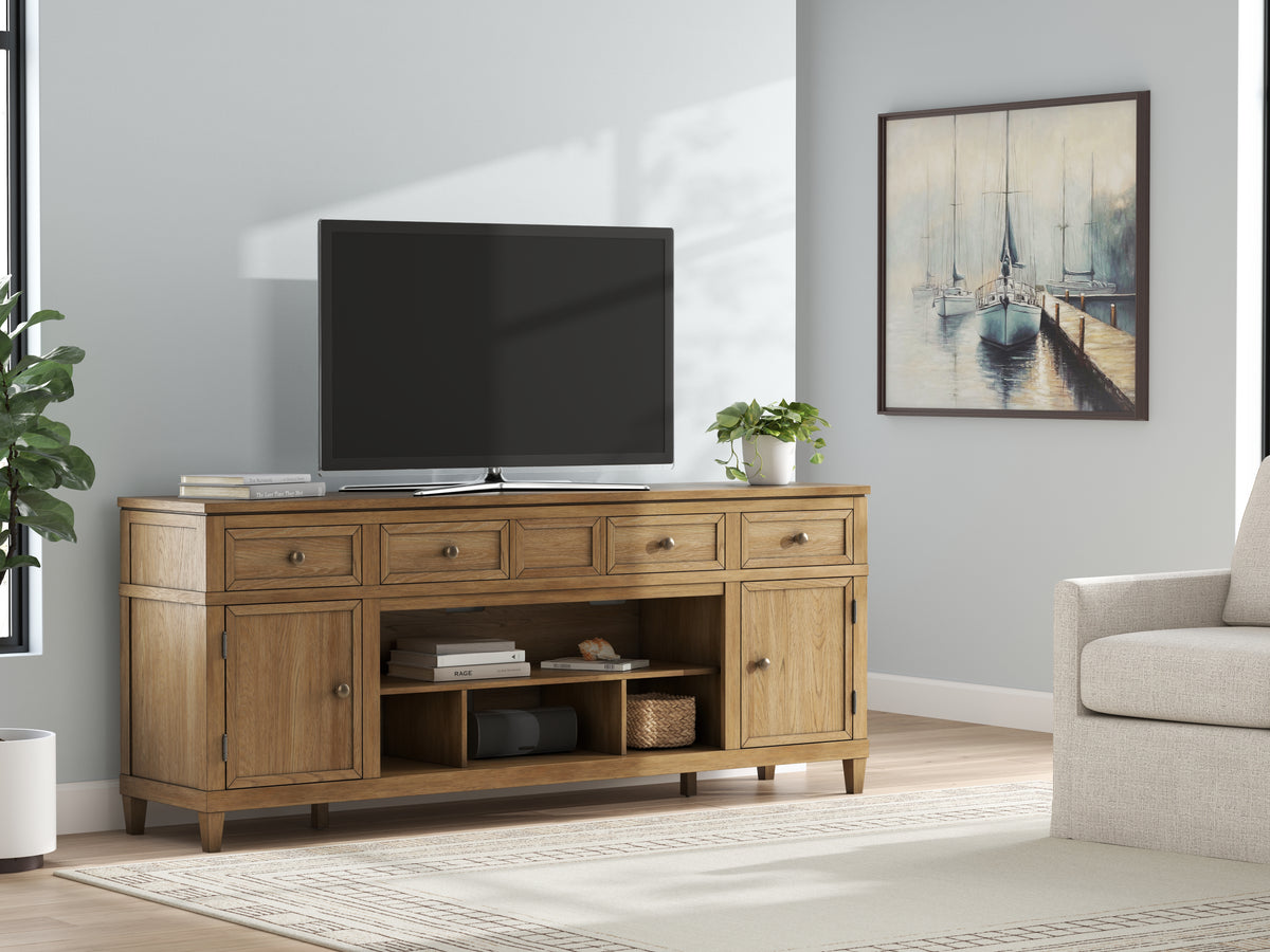 Sectionals for Less - Ashley Furniture - Sharlance 81" TV Stand - 81" / Light Brown - W655-68