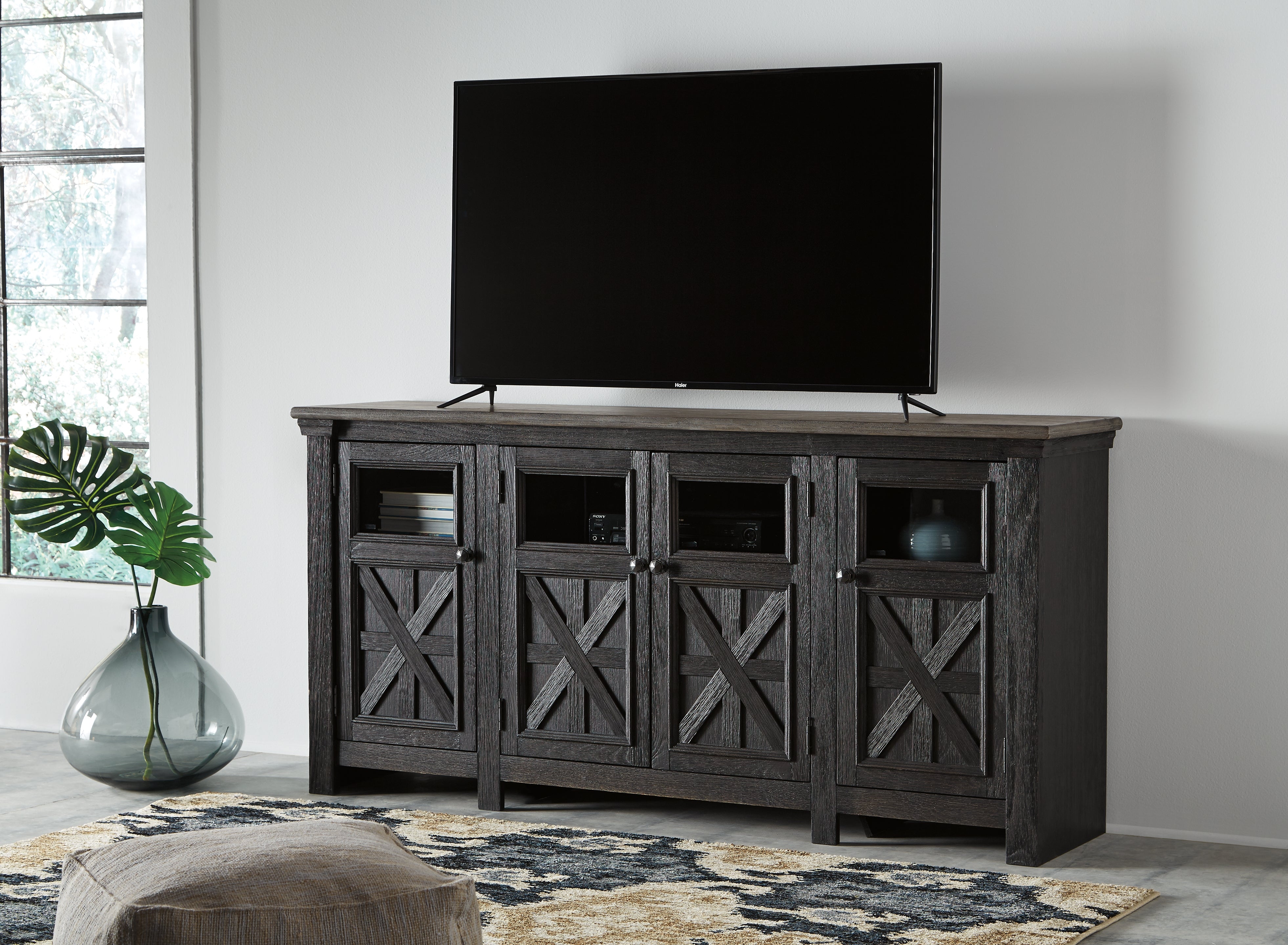 Sectionals for Less - Ashley Furniture - Tyler Creek 74" TV Stand - 74" / Black/Gray - W736-68
