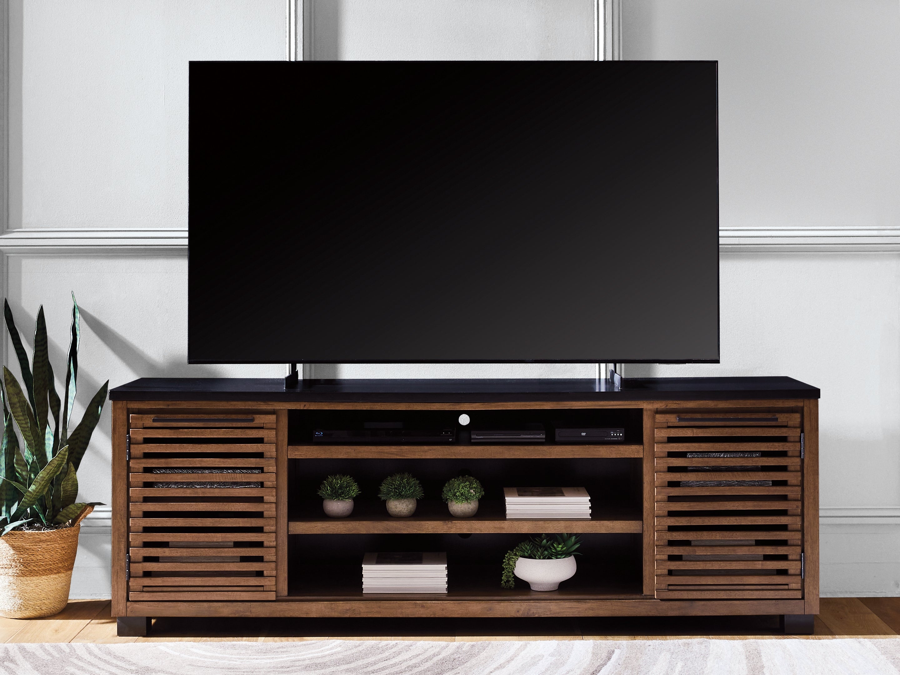 Sectionals for Less - Ashley Furniture - Kallari 84" TV Stand - 84" / Warm Brown/Black - W737-78
