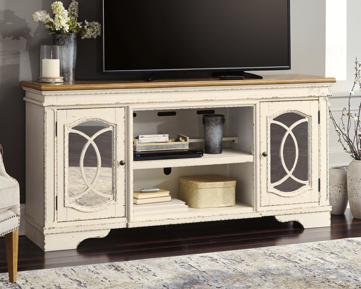 Sectionals for Less - Ashley Furniture - Realyn 74" TV Stand - 74" / Chipped White - W743-68