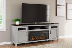 Sectionals for Less - Ashley Furniture - Darborn 88" TV Stand with Electric Fireplace - 88" TV Stand with Electric Fireplace / Gray/Brown - W796W1