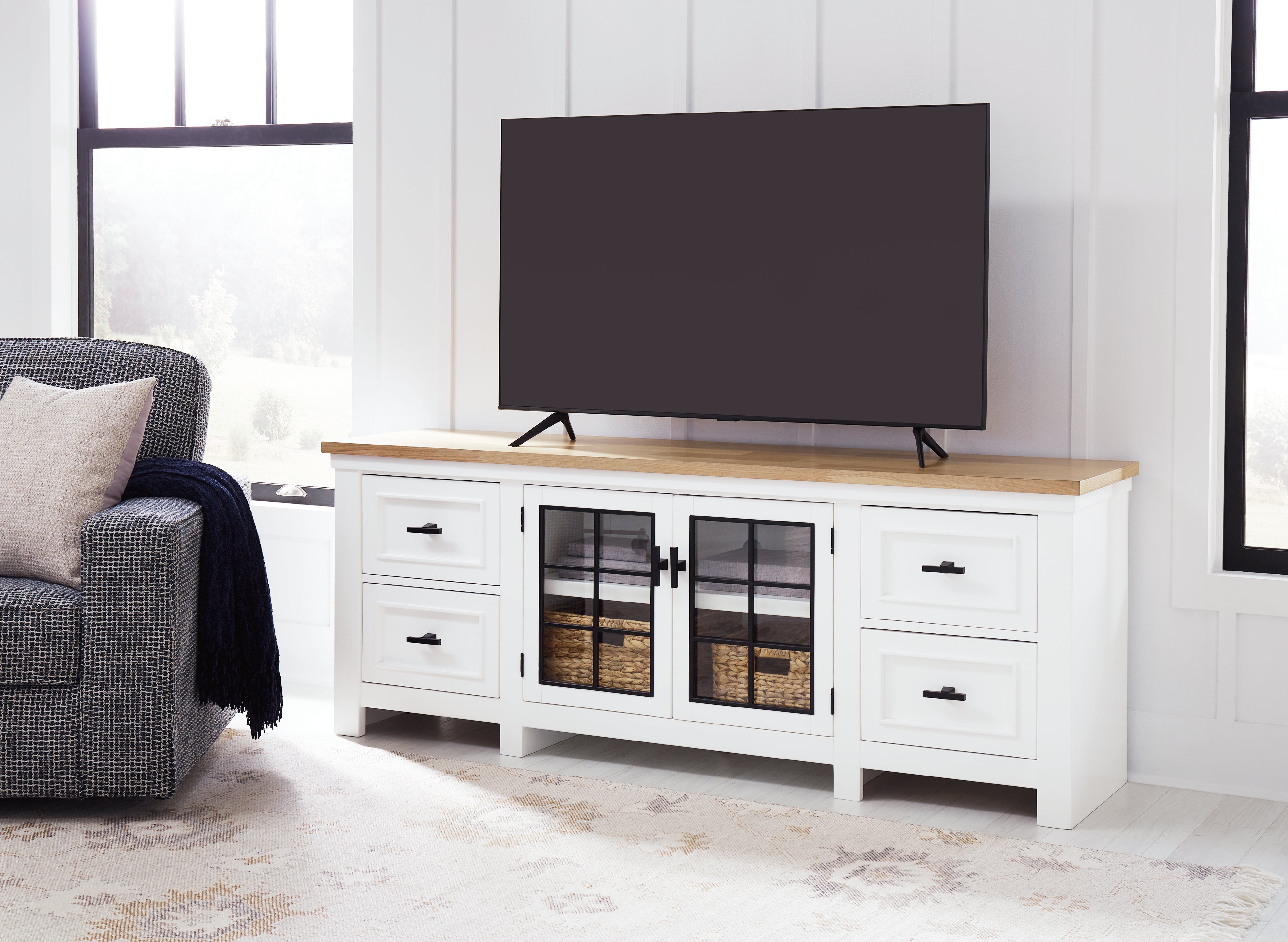 Sectionals for Less - Ashley Furniture - Ashbryn 74" TV Stand - 74" / White/Natural - W844-68