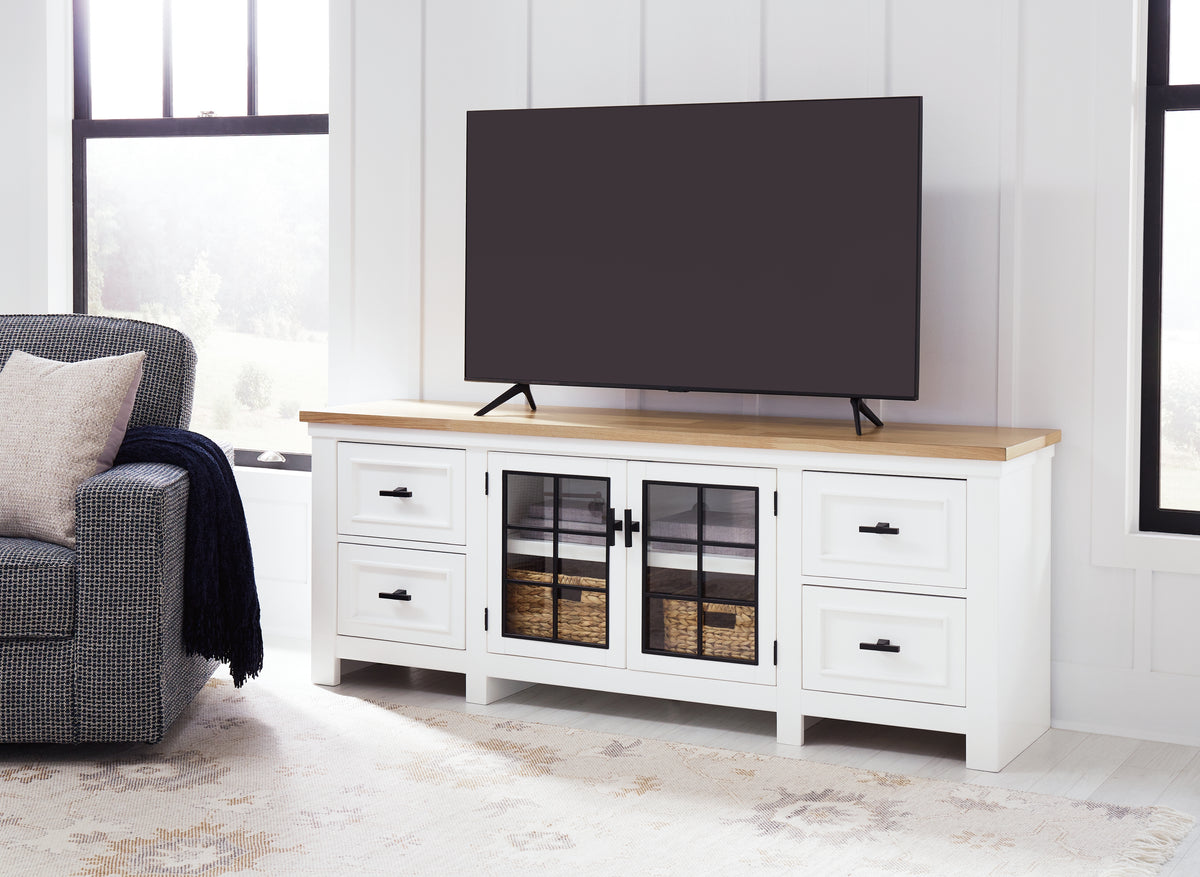 Sectionals for Less - Ashley Furniture - Ashbryn 74" TV Stand - 74" / White/Natural - W844-68